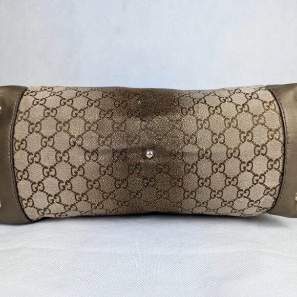 Auth Gucci GG Lurex Heart Bit Canvas Handbag Brown/Bronze Made in Italy - Picture 7 of 13